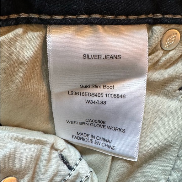 Silver Jeans Suki Curvy Fit Mid-rise Slim Boot Jean - Size W 34 L 33 NWT - Picture 9 of 12